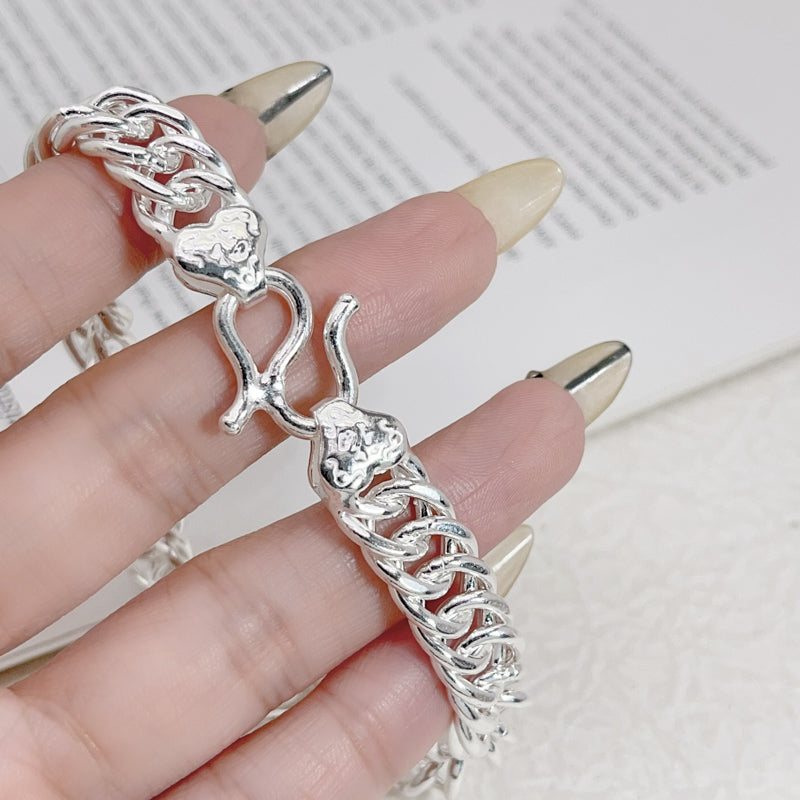 European and American hip-hop sterling silver whip bracelet