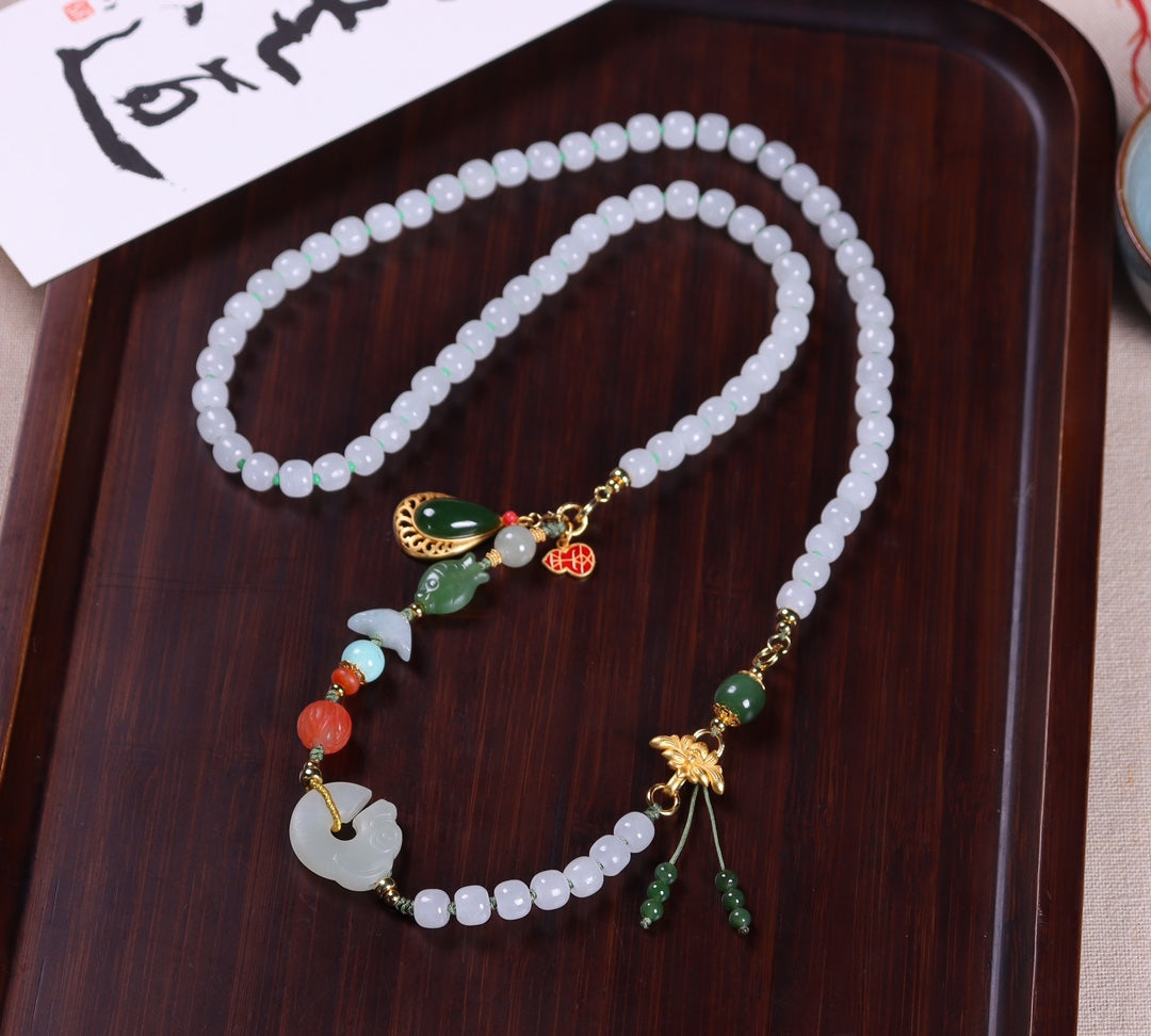 Fashionable Hetian Jade Dual-Purpose Necklace