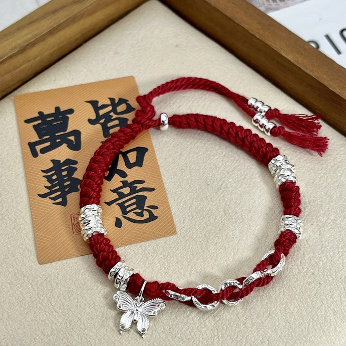 New Chinese style sterling silver butterfly handmade rope