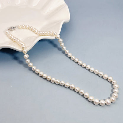 Elegant Silver Pearl Necklace