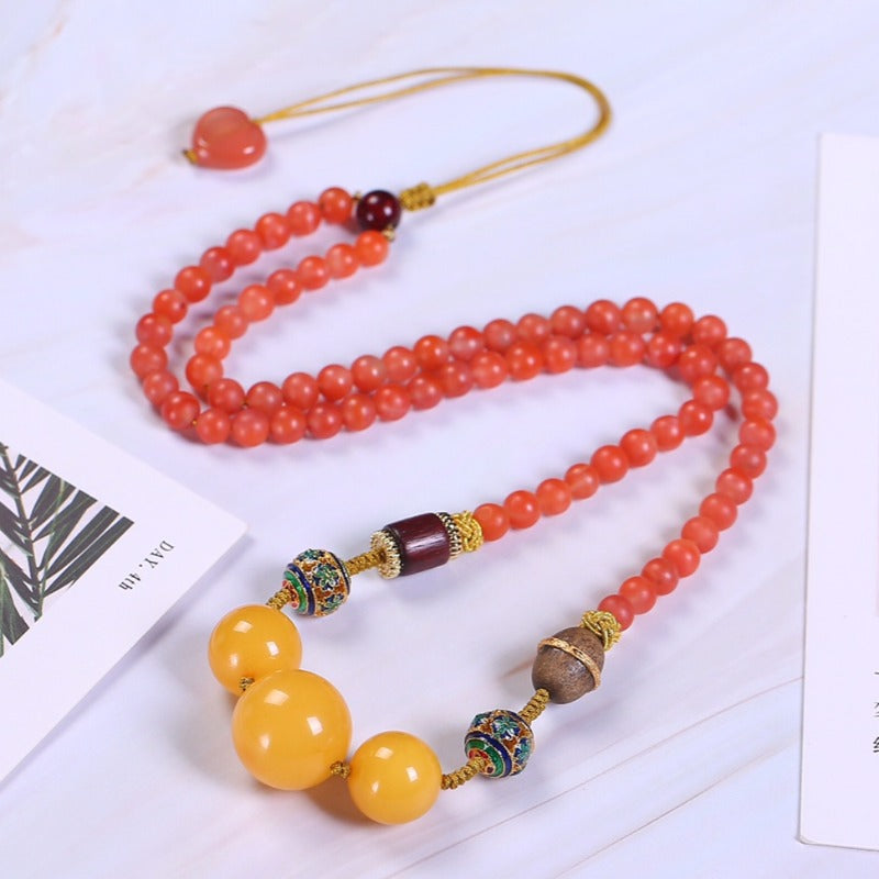 Chinese style beeswax red necklace