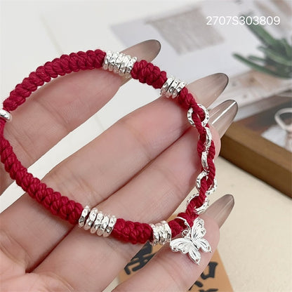 New Chinese style sterling silver butterfly handmade rope