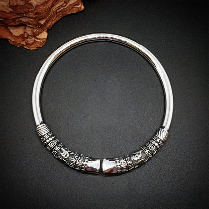 Chinese style golden hoop sterling silver bracelet