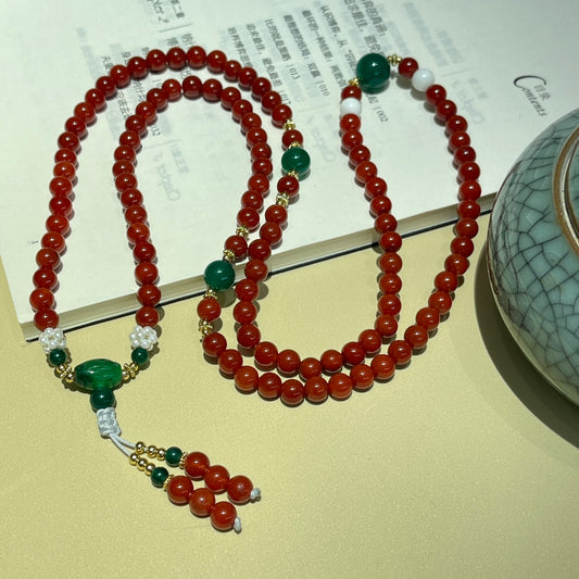 Chinese style agate 108 Buddhist beads dual-purpose