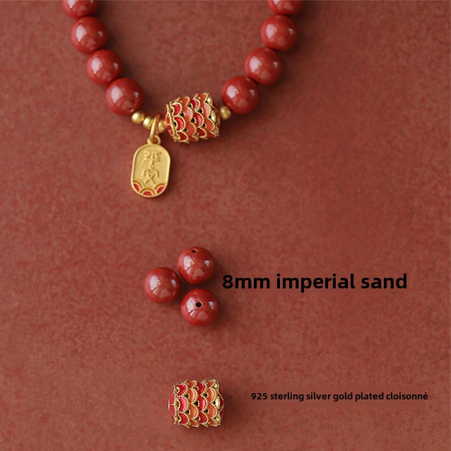 Retro palace Chinese style cinnabar bracelet emperor sand bracelet