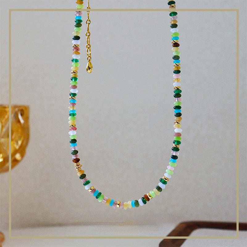 35-High-end exquisite vintage colorful abacus bead necklace