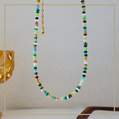 35-High-end exquisite vintage colorful abacus bead necklace