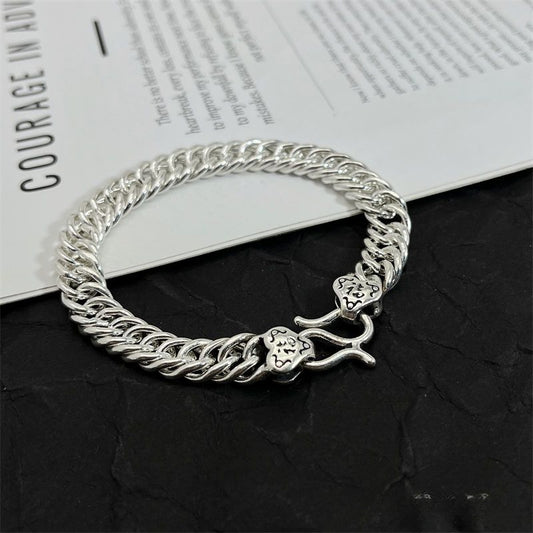 New Chinese retro sterling silver whip Cuban bracelet