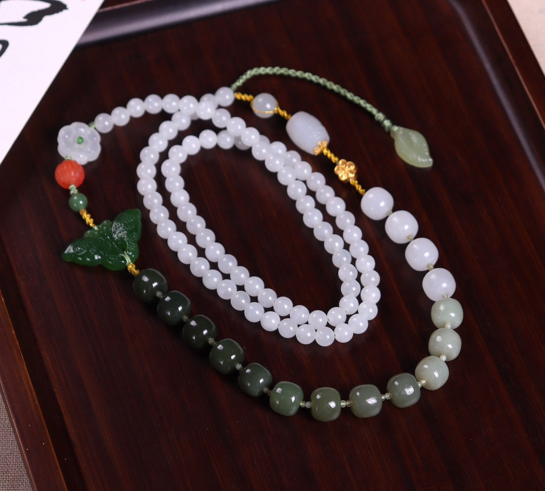 Fashionable Hetian Jade Gradient Color Necklace