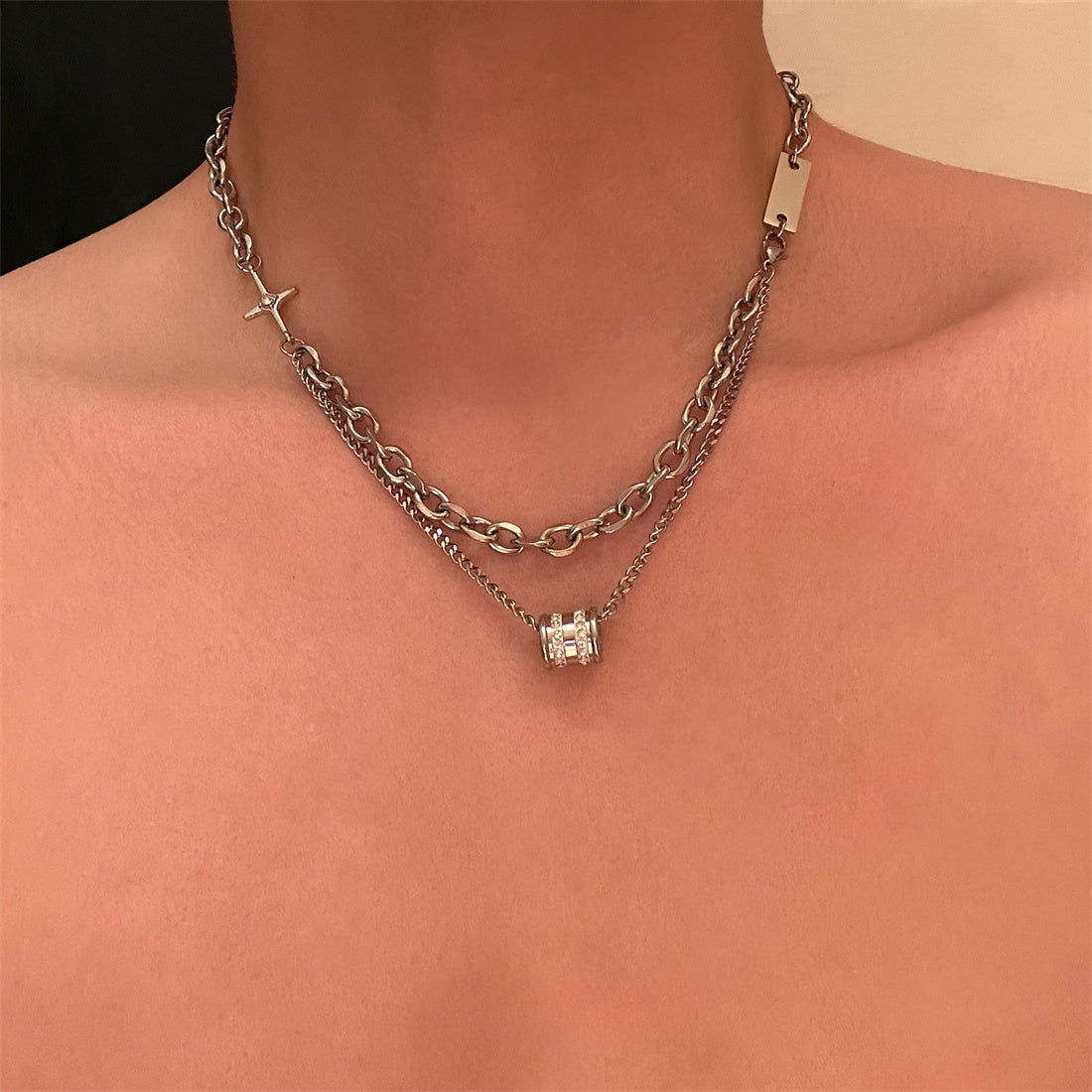 Fashionable and high-end double-layer star-shaped luck necklace