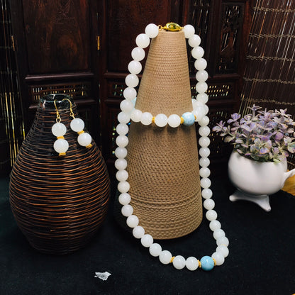 Chinese style Hetian jade sea pattern stone set