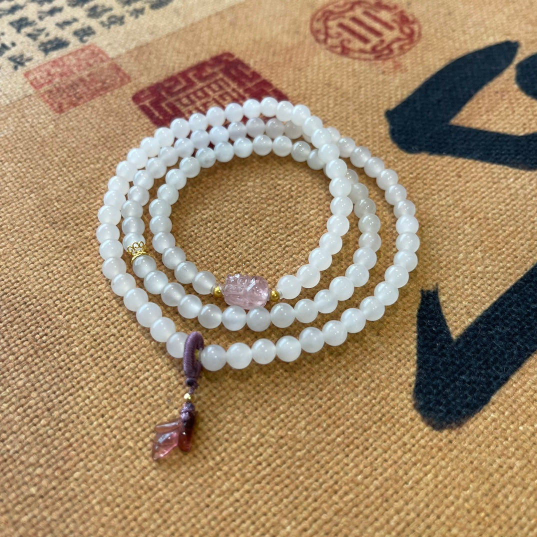 White jade three-circle bracelet