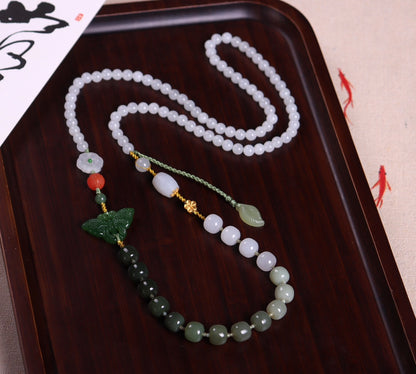 Fashionable Hetian Jade Gradient Color Necklace