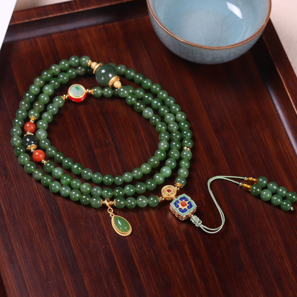 Chinese style jasper 108 beads necklace