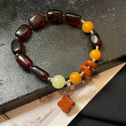 Blood amber beeswax bracelet