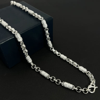 Shiny silver cylindrical auspicious necklace