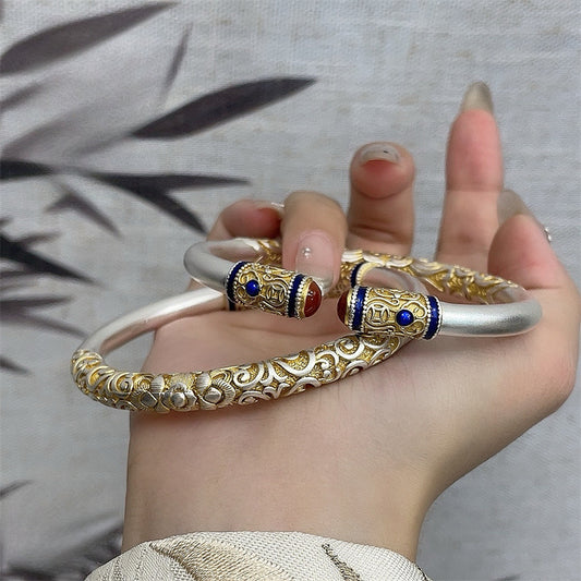 New Chinese style curly grass pattern open bracelet