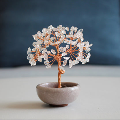 Natural pink crystal peach tree ornaments