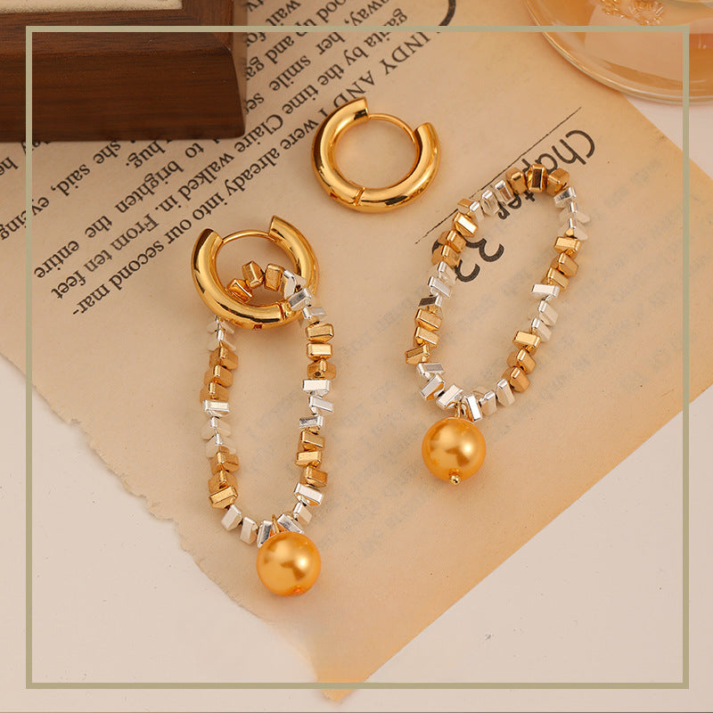 111-High-end personalized design silver pearl earrings