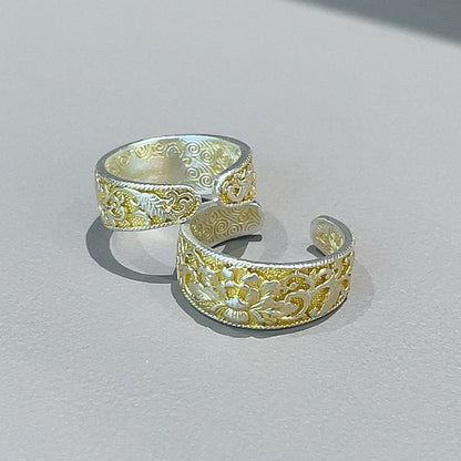 Chinese style pattern sterling silver ring