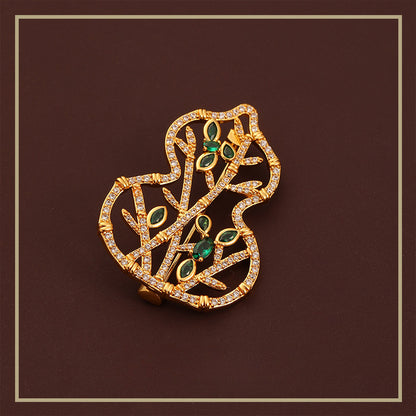 Vintage exquisite leaf zircon gourd brooch female pin