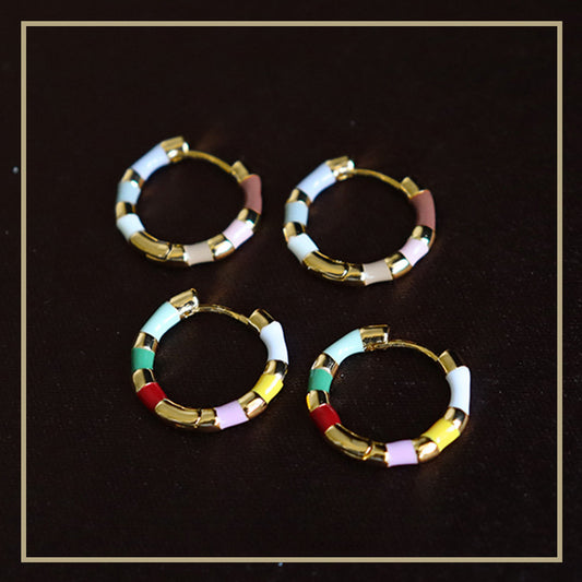 61-Retro personality colorful oil drip enamel earrings