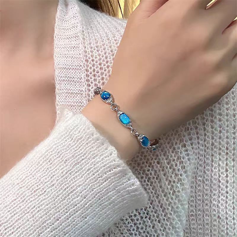 Niche youth popular light luxury blue zircon bracelet✨小众青春流行轻奢蓝色锆石手链✨