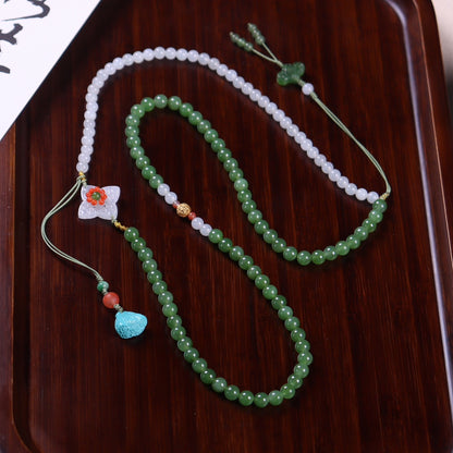 Chinese style natural Hetian jade necklace