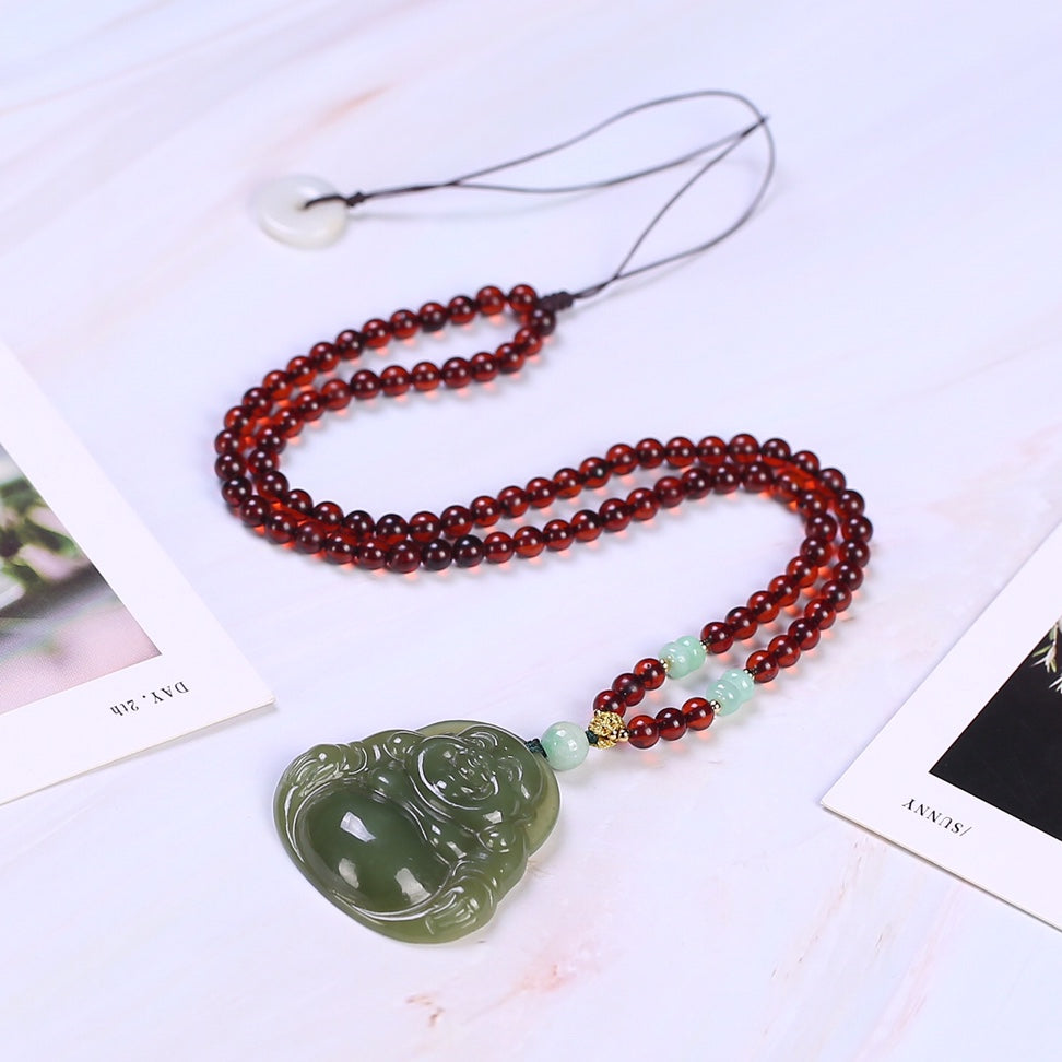 Fashion natural Hetian jade Buddha necklace