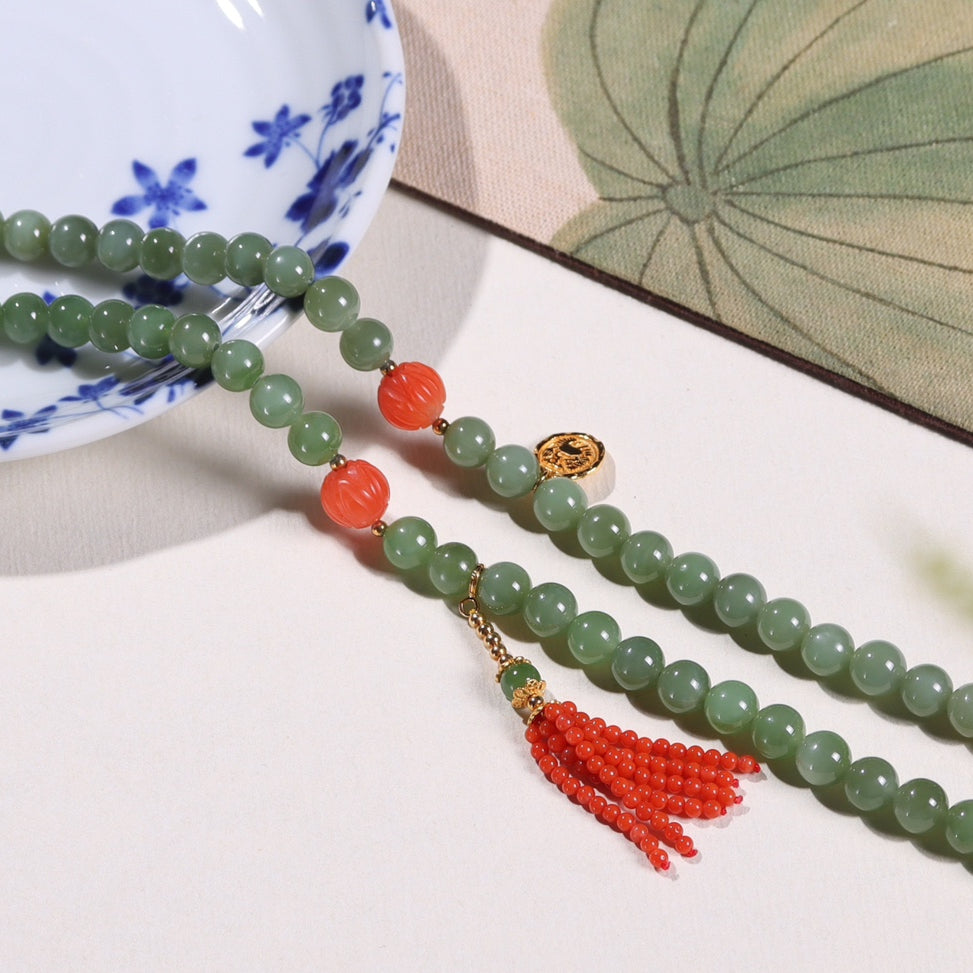 Chinese style jasper 108 beads necklace