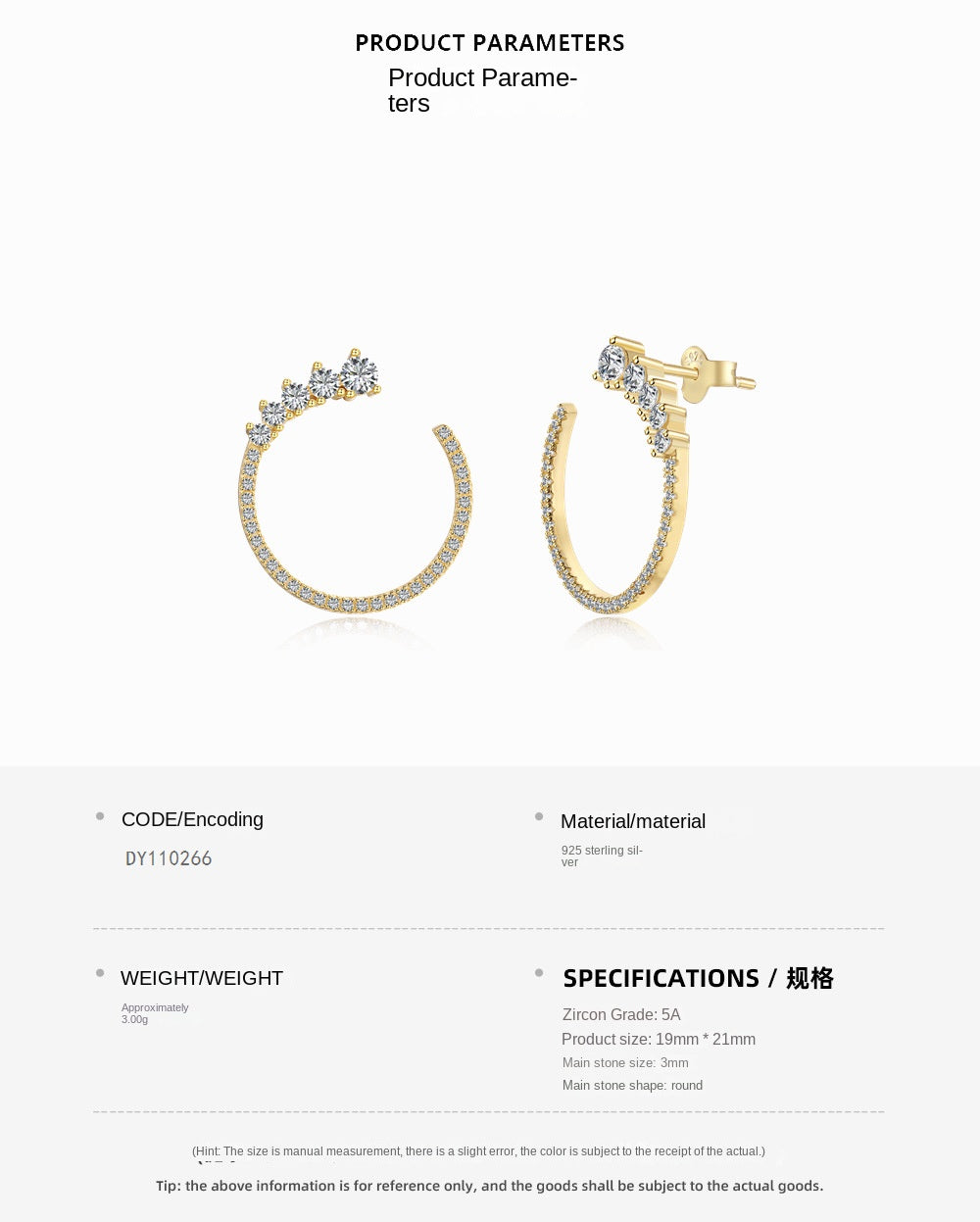 Fashionable hoop design micro-paved zircon earrings