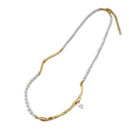 47-High-end elegant vintage pearl beaded necklace