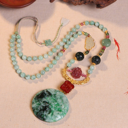 Chinese style jadeite costume necklace