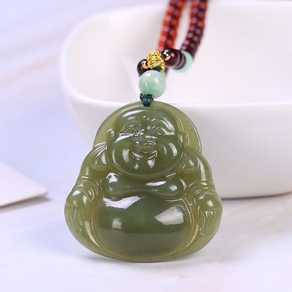 Fashion natural Hetian jade Buddha necklace