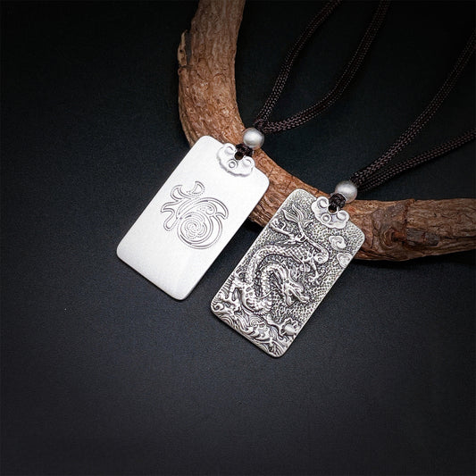 Engraved Chinese Zodiac Sterling Silver Pendant Necklace