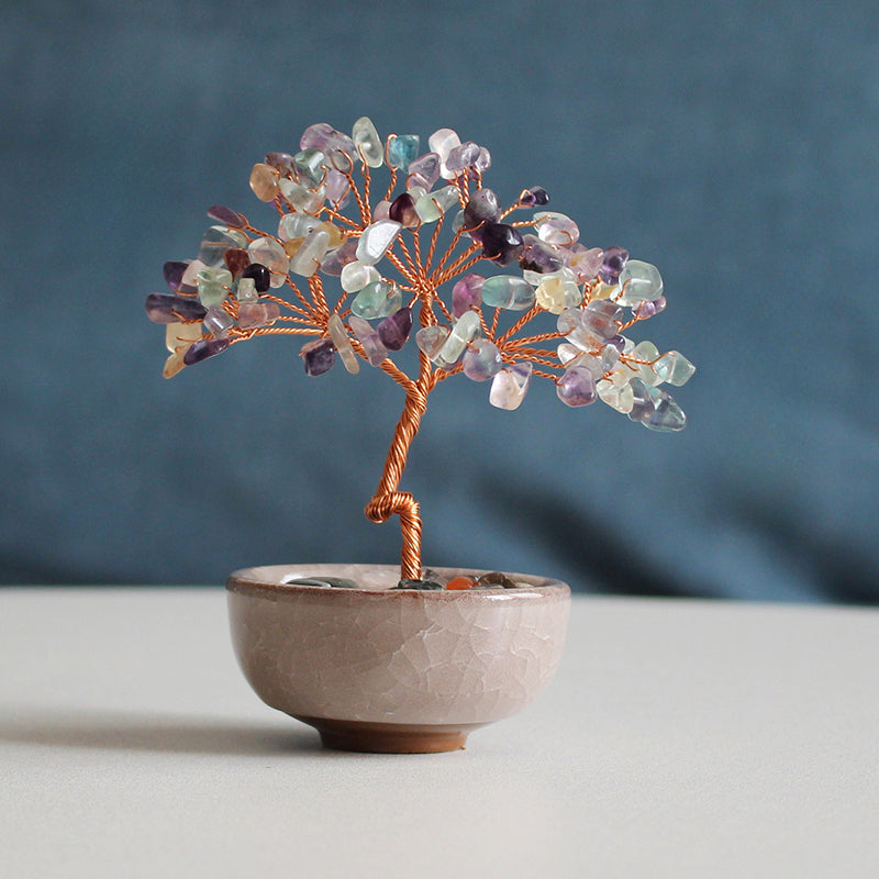 Natural pink crystal peach tree ornaments