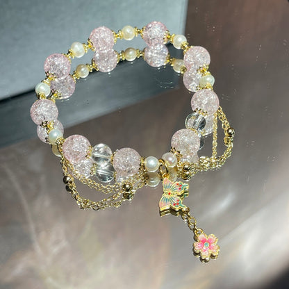 Pink glass bracelet