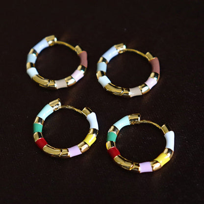 61-Retro personality colorful oil drip enamel earrings