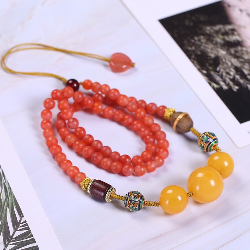 Chinese style beeswax red necklace