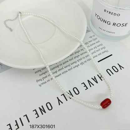 New Chinese style red imitation pearl necklace