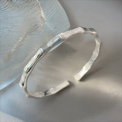 China bamboo open sterling silver bracelet