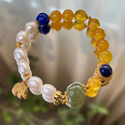 Chinese mandarin duck pearl beeswax bracelet