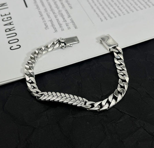 European and American hip-hop sterling silver tank bracelet