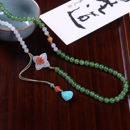 Chinese style natural Hetian jade necklace