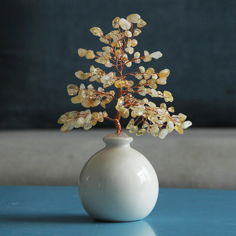 Natural crystal tree pot ornaments