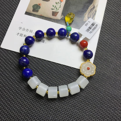 Lapis Lazuli and Hetian Jade Bracelet