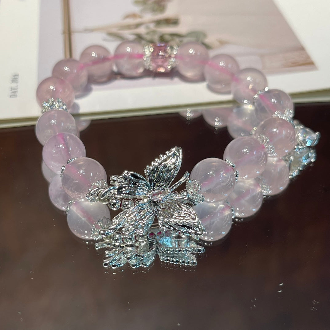 Rose Quartz Butterfly Bracelet