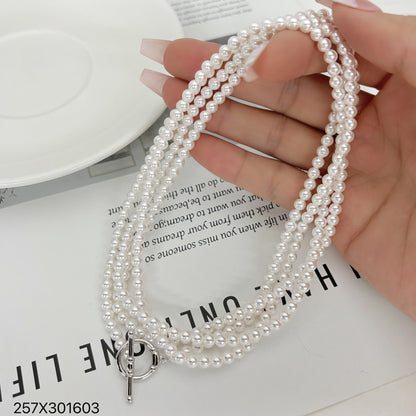 High-end multi-layer imitation pearl necklace