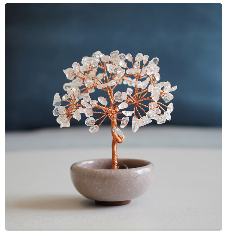 Natural pink crystal peach tree ornaments