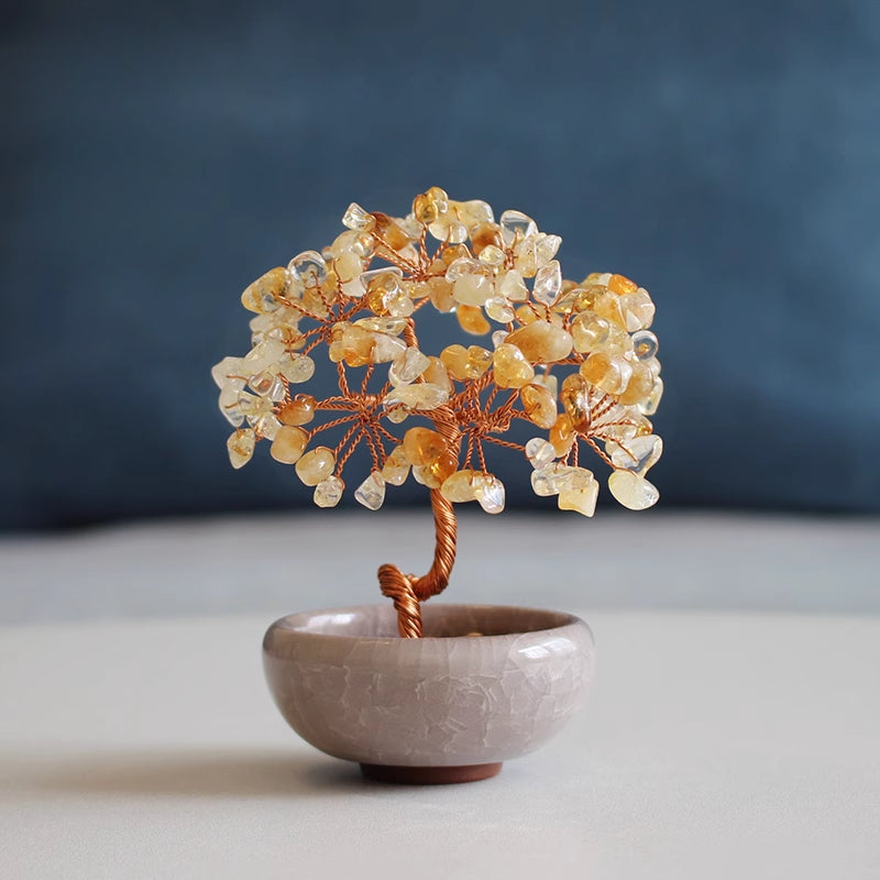 Natural pink crystal peach tree ornaments